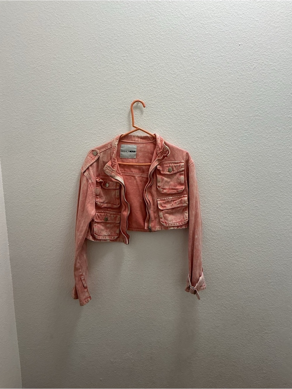 Womens Cropped Pink Denim Jacket